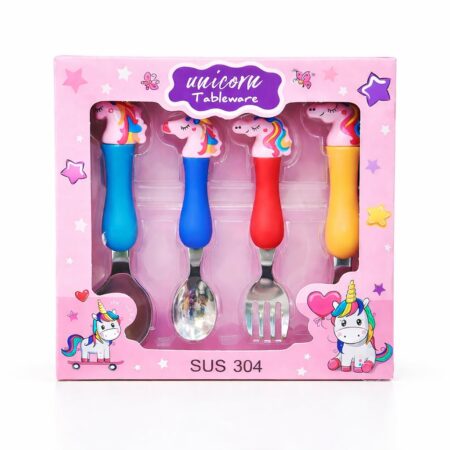 Fiddlys Unicorn Baby Spoon and Fork Set for Kids | Stainless Steel 304 Toddler Cutlery | Safe Rounded Edges, Easy Grip Handles product photo