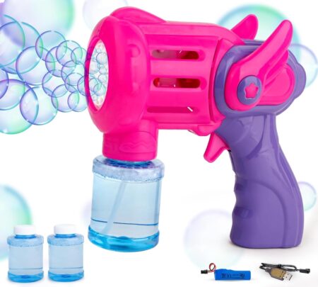 The Flyers Bay Rechargeable Bubble Gun Toy for Kids | Automatic Bubble Maker with 2 Bubble Solution Bottles | Bubble Blower product photo