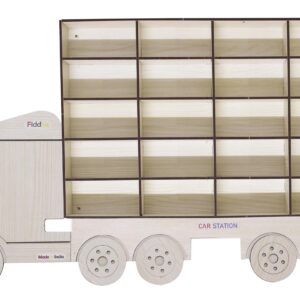 Fiddlys Wooden Premium Car Parking Station – Maximize Space and Organize Your Garage-for Girls & Boys (White)