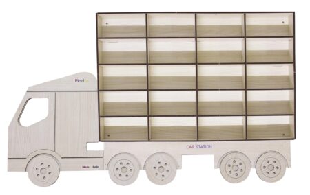 Fiddlys Wooden Premium Car Parking Station – Maximize Space and Organize Your Garage-for Girls & Boys (White) product photo