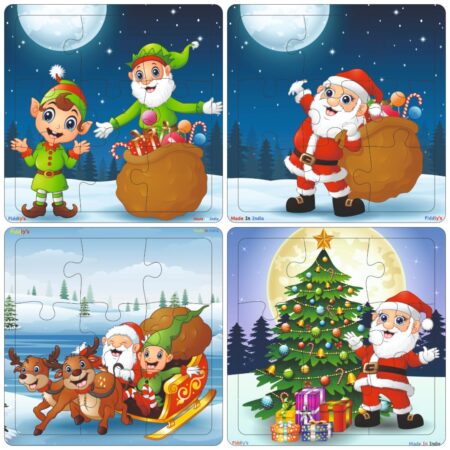 Fiddlys Wooden Jigsaw Puzzles for Kids & Children – 9 Pieces Each | Double Layered Puzzles with Bright Front & Back Print | product photo