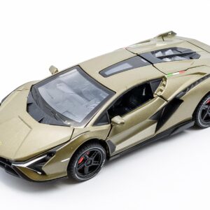 The Flyers Bay 1:32 Scale DieCast Metal Pull-Back Action Openable Doors Premium Car Toy for Kids Realistic Miniature Model Gift 2+yrs Girls Boys (Olive Green)