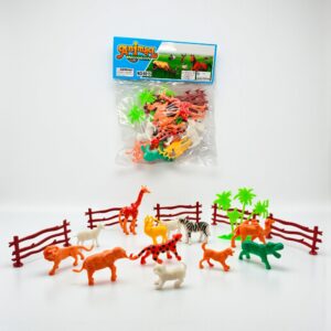 Fiddlys 18-Piece Animal Figure Toy Set | Farm & Jungle Animal Playset with Tree & Fence | Educational Toy for Kids 3+ | Ideal Birthday & Return Gift for Boys & Girls