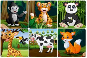 Fiddlys Wooden Jigsaw Puzzles for Kids & Children – 9 Pieces Each, Pack of 6|Double Layered Front & Back Print| Educational product photo