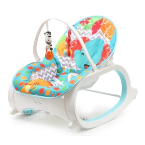 Fiddle Diddle Baby Bouncer Cum Rocker with Vibration Function,Calming Music and 2 Toys (Elephant Blue)