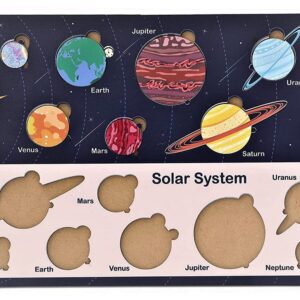 Fiddlys Solar System Wooden Puzzle for Kids & Children Age 4+ Learning Educational Double Layered Wooden Puzzles with Bright Front & Back Print
