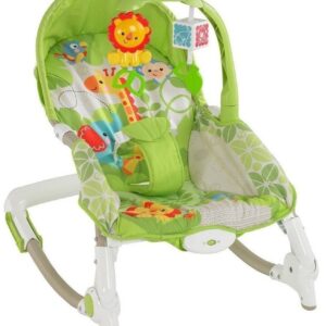 Fiddle Diddle Baby Bouncer Cum Rocker with Vibration Function, Music and 2 Toys (Zebra & Lion Green)