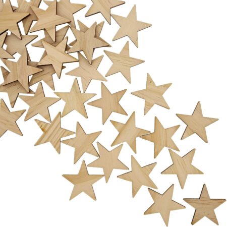Fiddlys Unfinished Wood Stars for Crafts (2 in, 50 Pack) product photo