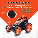 The Flyers Bay Unbreakable Rechargeable 360° Rotating & Rolling Small Stunt Car Toy with USB Cable & Remote Controller | Red product photo
