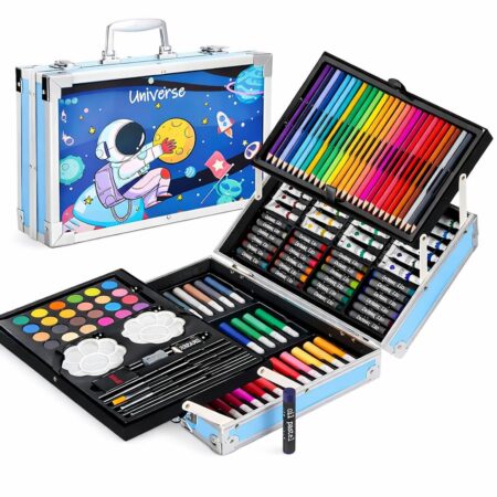 Fiddlys 145 Pcs Kids Art Set Unicorn & Space Theme | Colour Pencils, Oil Pastels, Paint Brushes | Drawing & Craft Kit for Boys product photo