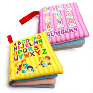 Fiddlys Soft Cloth Baby Learning Early Education Book for Newborn and Kids 0 1 2 3 Years | ABC Alphabets & Numbers Fabric Book | Interactive Educational Activity Toddler Book (Alphabet+Numbers)