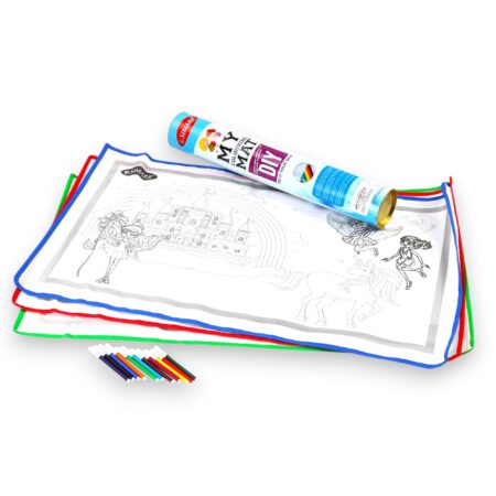 Fiddlys 3in1 Unicorn Princess Colouring MAT for Kids Reusable and Washable 3 Jumbo Size Big MATS (40 * 28inches) and 12 Sketch product photo