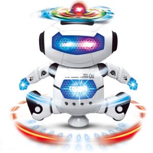 Fiddlys Dancing Robot with 3D Lights & Music – Smart Walking, Sliding & Rotating Robot for Kids | LED Flashing Lights, Battery Operated Interactive Robot for Boys & Girls