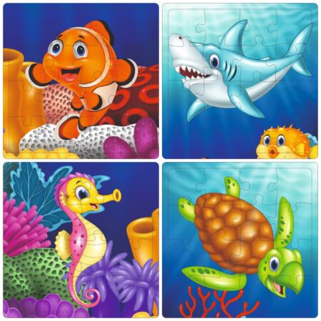 Fiddlys Fiddly’s 16-Piece Wooden Jigsaw Puzzles for Kids Ages 3+, Double Layered Wooden Puzzles with Bright Front & Back Print product photo