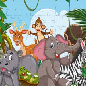 Fiddlys 54 Pcs Wood Jigsaw Puzzles for Kids & Children Age 6+ Double Layered Wooden Puzzles with Bright Front & Back Print Puzzle for Kids-Educational Toy (Cute Animals)