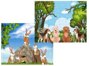 Fiddlys 54 Pcs Wood Jigsaw Puzzles for Kids & Children Age 6+ Double Layered Wooden Puzzles with Bright Front & Back Print product photo
