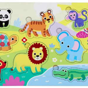 Fiddlys Wooden Learning Educational Puzzle for Kids & Children Age 4+ Double Layered Wooden Puzzles with Bright Front & Back Print (Animals)