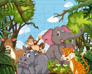 Fiddlys 54 Pcs Wood Jigsaw Puzzles for Kids & Children Age 6+ Double Layered Wooden Puzzles with Bright Front & Back Print product photo