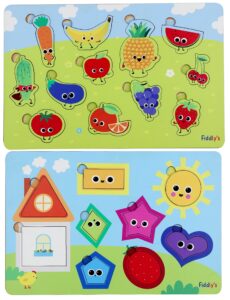 Fiddlys Wooden Learning Educational Puzzle for Kids & Children Age 4+ Double Layered Wooden Puzzles with Bright Front & Back product photo