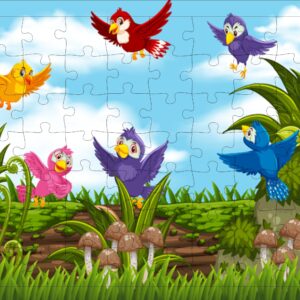 Fiddlys 54 Pcs Wood Jigsaw Puzzles for Kids & Children Age 6+ Double Layered Wooden Puzzles with Bright Front & Back Print Puzzle for Kids-Educational Toy (Birds)