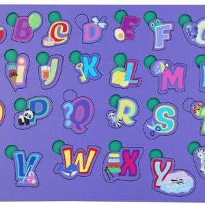 Fiddlys Wooden Learning Educational Puzzle for Kids & Children Age 4+ Double Layered Wooden Puzzles with Bright Front & Back Print (Alphabets)
