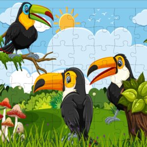 Fiddlys 54 Pcs Wood Jigsaw Puzzles for Kids & Children Age 6+ Double Layered Wooden Puzzles with Bright Front & Back Print Puzzle for Kids-Educational Toy (Kingfisher)