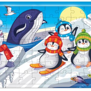 Fiddlys 54 Pcs Wood Jigsaw Puzzles for Kids & Children Age 6+ Double Layered Wooden Puzzles with Bright Front & Back Print Puzzle for Kids-Educational Toy (Ice)