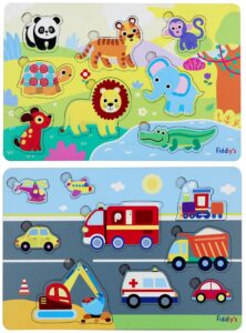 Fiddlys Wooden Learning Educational Puzzle for Kids & Children Age 4+ Double Layered Wooden Puzzles with Bright Front & Back product photo