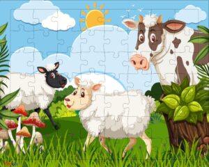 FiddlyFiddlys 54 Pcs Wood Jigsaw Puzzles for Kids & Children Age 6+ Double Layered Wooden Puzzles with Bright Front & Back product photo