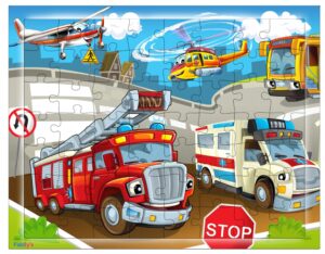 Fiddlys 54 Pcs Wood Jigsaw Puzzles for Kids & Children Age 6+ Double Layered Wooden Puzzles with Bright Front & Back Print product photo
