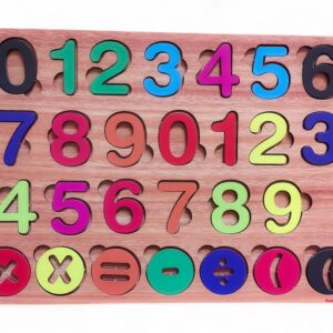 Fiddlys Wooden Educational Jigsaw Puzzles for Toddlers & Preschoolers, Double Layered Wooden Puzzles with Bright Front & Back Print Alphabet Shapes and Numbers Learning, Toy (Number)