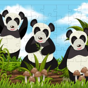 Fiddlys 54 Pcs Wood Jigsaw Puzzles for Kids & Children Age 6+ Double Layered Wooden Puzzles with Bright Front & Back Print Puzzle for Kids-Educational Toy (Panda)