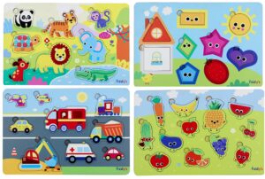 Fiddly’s Wooden Puzzle Learning Educational Jigsaw Puzzle 12 Inch x 8 Inch Large Puzzle Toy for Preschool Toddler Kids & product photo