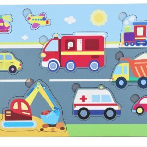 Fiddly's Wooden Learning Educational Puzzle for Kids & Children Age 4+ Double Layered Wooden Puzzles with Bright Front & Back Print(Vehicle)