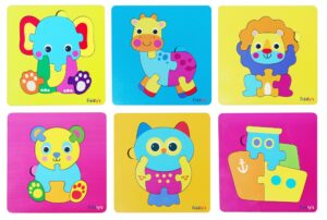 Fiddlys 3D Cute Cartoon Wooden Jigsaw Puzzles for Kids & Children Double Layered Wooden Puzzles with Bright Front & Back Print product photo