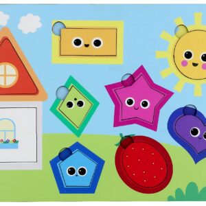 Fiddlys Wooden Learning Educational Puzzle for Kids & Children Age 4+ Double Layered Wooden Puzzles with Bright Front & Back Print (Shapes)
