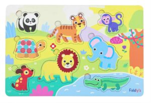 Fiddly’s Wooden Learning Educational Puzzle for Kids & Children Age 4+ Double Layered Wooden Puzzles with Bright Front & Back product photo