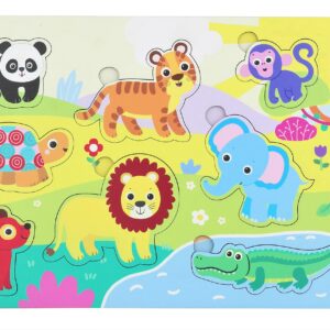 Fiddly's Wooden Learning Educational Puzzle for Kids & Children Age 4+ Double Layered Wooden Puzzles with Bright Front & Back Print(Animal)