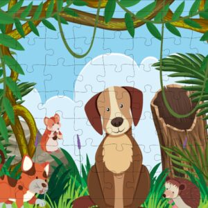 Fiddlys 54 Pcs Wood Jigsaw Puzzles for Kids & Children Age 6+ Double Layered Wooden Puzzles with Bright Front & Back Print Puzzle for Kids-Educational Toy (Pets)