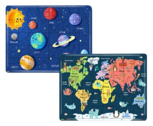 Fiddlys 40 Pcs Paperless Wooden Jigsaw Puzzle for Kids & Children Age 4+ Learning Educational Double Layered Wooden Puzzles product photo