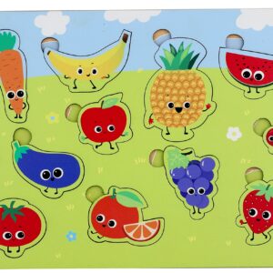 Fiddlys Wooden Learning Educational Puzzle for Kids & Children Age 4+ Double Layered Wooden Puzzles with Bright Front & Back Print (Fruits)
