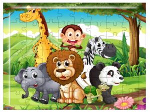 Fiddlys 54 Pcs Wood Jigsaw Puzzles for Kids & Children Age 6+ Double Layered Wooden Puzzles with Bright Front & Back Print product photo