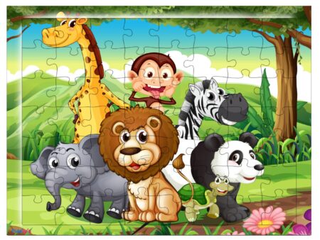 Fiddlys 54 Pcs Wood Jigsaw Puzzles for Kids & Children Age 6+ Double Layered Wooden Puzzles with Bright Front & Back Print product photo