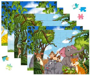 Fiddlys 54 Pcs Wood Jigsaw Puzzles for Kids & Children Age 6+ Double Layered Wooden Puzzles with Bright Front & Back Print product photo