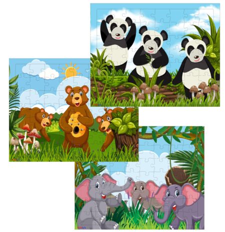 Fiddlys 54 Pcs Wood Jigsaw Puzzles for Kids & Children Age 6+ Double Layered Wooden Puzzles with Bright Front & Back Print product photo