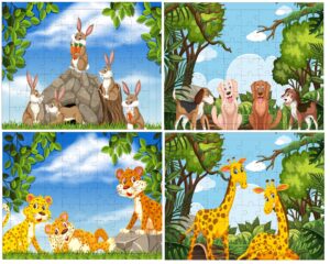 Fiddlys 54 Pcs Wood Jigsaw Puzzles for Kids & Children Age 6+ Double Layered Wooden Puzzles with Bright Front & Back Print product photo