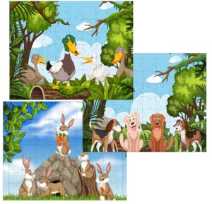 Fiddlys 54 Pcs Wood Jigsaw Puzzles for Kids & Children Age 6+ Double Layered Wooden Puzzles with Bright Front & Back Print product photo