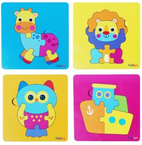 Fiddlys 3D Cute Cartoon Wooden Jigsaw Puzzles for Kids & Children Double Layered Wooden Puzzles with Bright Front & Back Print product photo
